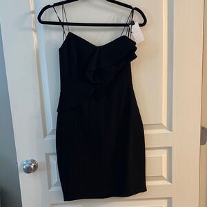 Astr Black Strapless Dress with Ruffle Detail